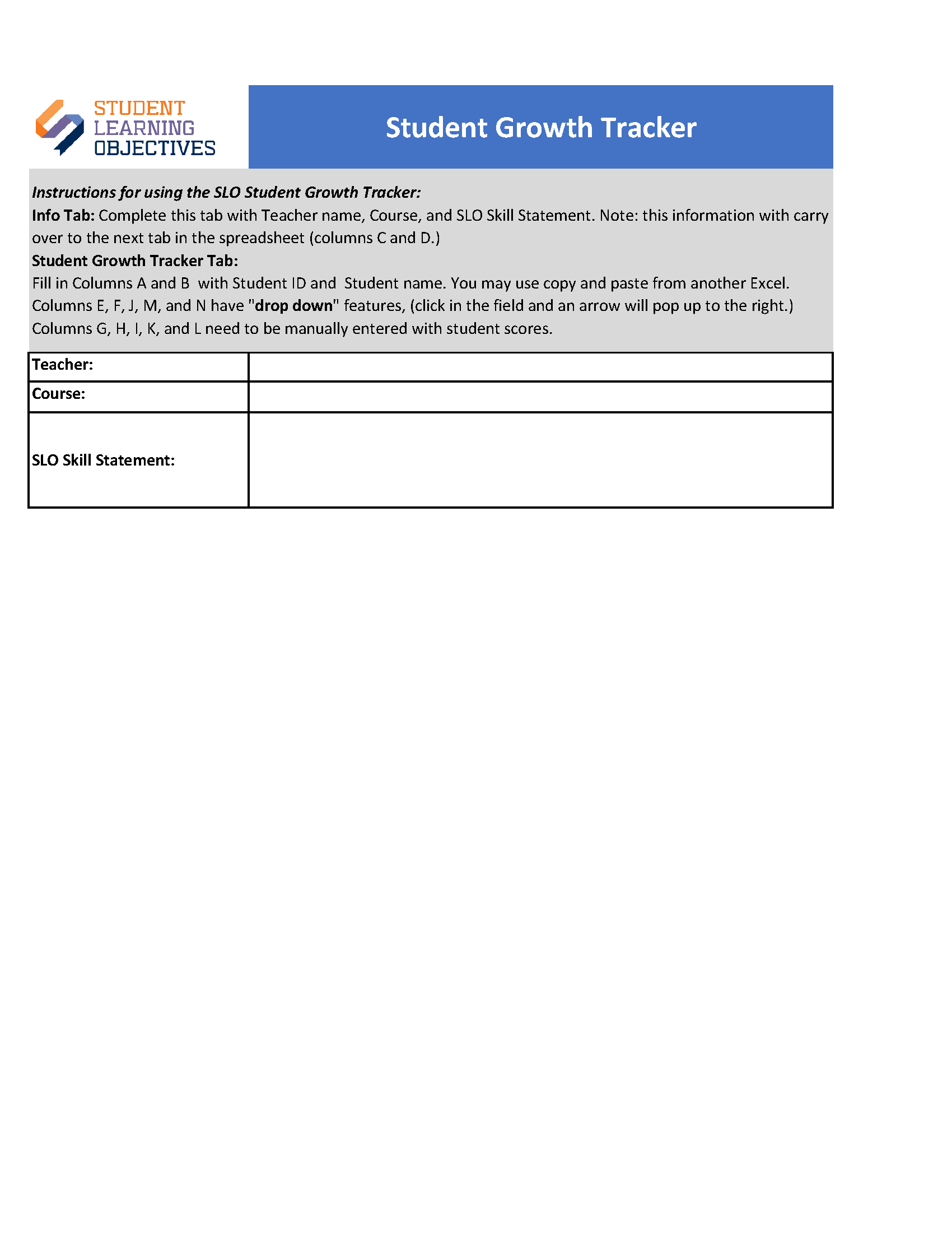 image of the SLO growth tracker form