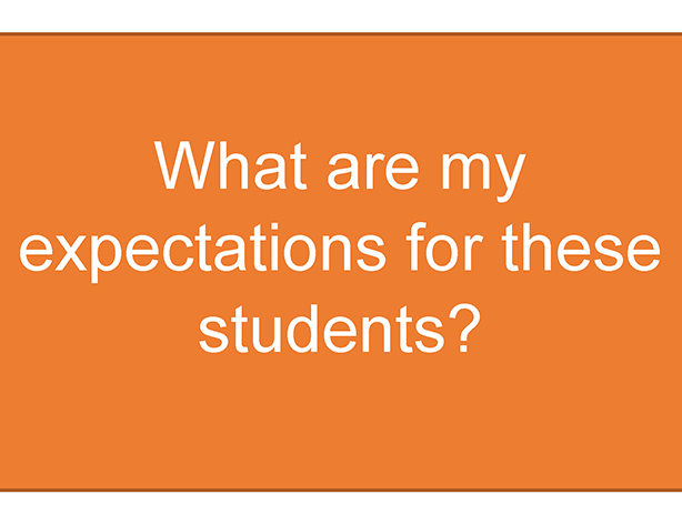 image of the Step 6 card- What are my expectations for these students?